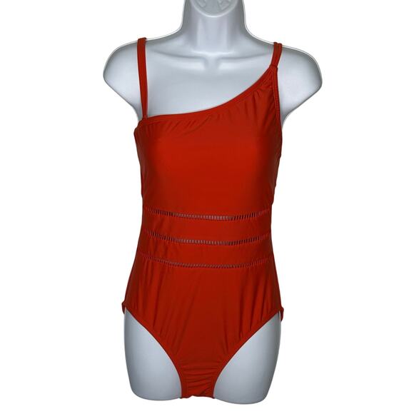 Bleu Rod Beattie One Shoulder Mio Swimsuit Ginger Orange MSRP $119 | Size 8 New - Picture 4 of 15